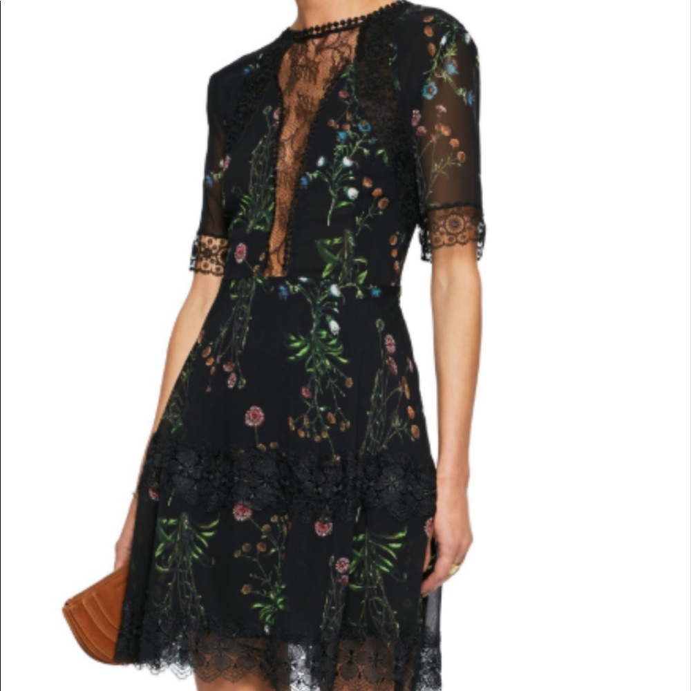 NICHOLAS Lace floral-print silk-chiffon mini dress